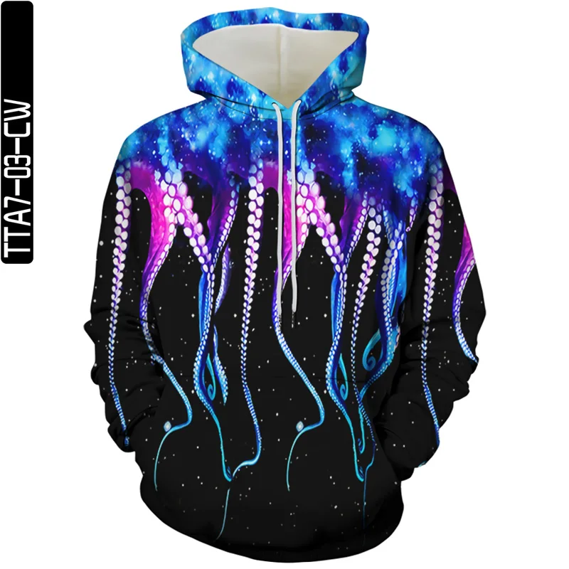 

New Octopus 3D Printing Fashion Summer Hip Hop Funny Hoodie Men's and Women's Sweatshirt Brand Clothing Hoodie Unisex