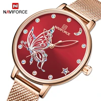direct selling naviforce best selling famale watches rose gold red business sport stainless steel waterproof women wrist watches
