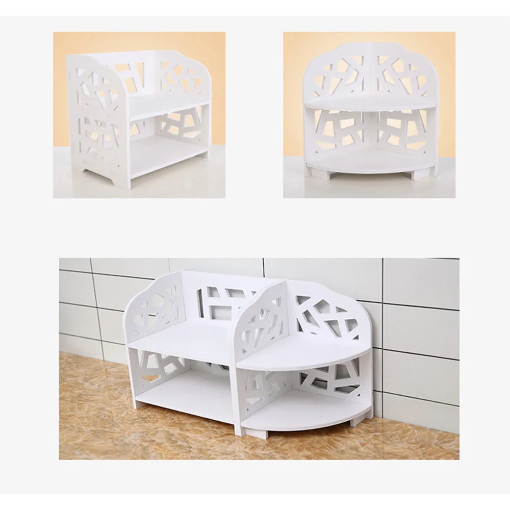

Office desk storage rack Bathroom countertop corner rack Square shelf Wooden plastic environmental protection tripod