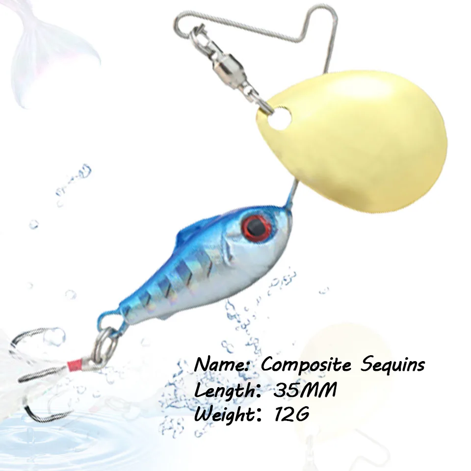 

1 шт., металлическая рыболовная приманка с блестками, 12 г, 35 мм
