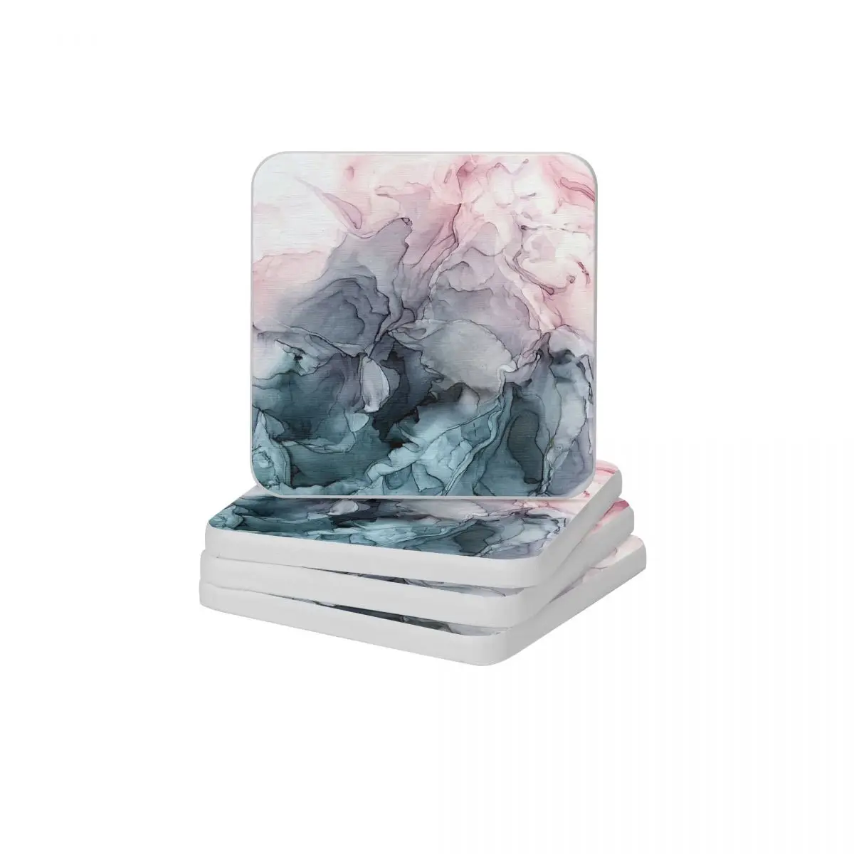 

Blush And Payne's Grey Flowing Abstract Painting Diatomite Square Round Coaster MildewProof Cup Bonsai Mat Soap Pad Diameter 10