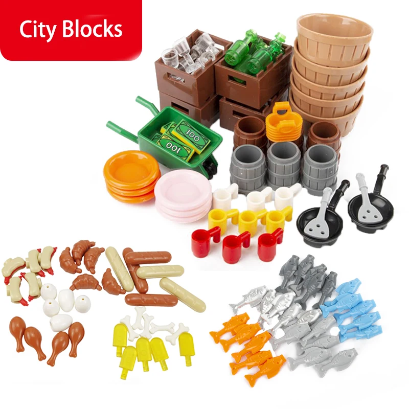 Городские строительные блоки аксессуары банан Пан сокровище вафли книги кружки
