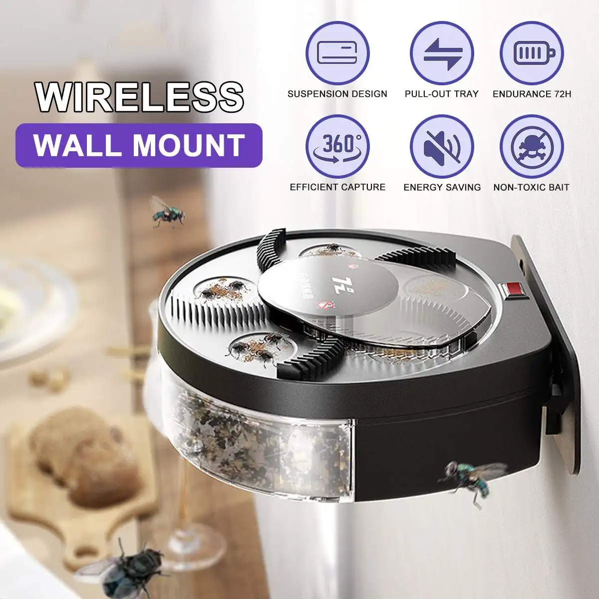 

Rechargeable Electric USB Effective Fly Trap Pest Device Insect Catcher Automatic Flycatcher Fly Trap Catching Insect
