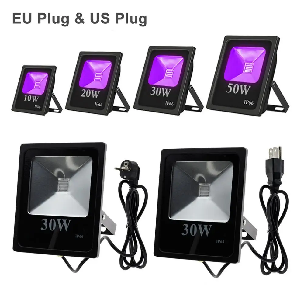 

10pcs Ultra-Viole 395nm 10W 20W 30W 50W UV LED Floodlight Purple Blacklight IP66 Waterproof Stage Light for Halloween Party