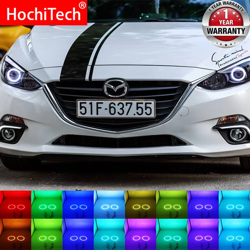 

Headlight Multi-color RGB LED Angel Eyes Halo Ring Eye DRL RF Remote Control for mazda 3 2010 2011 2012 2013 2014 Accessories