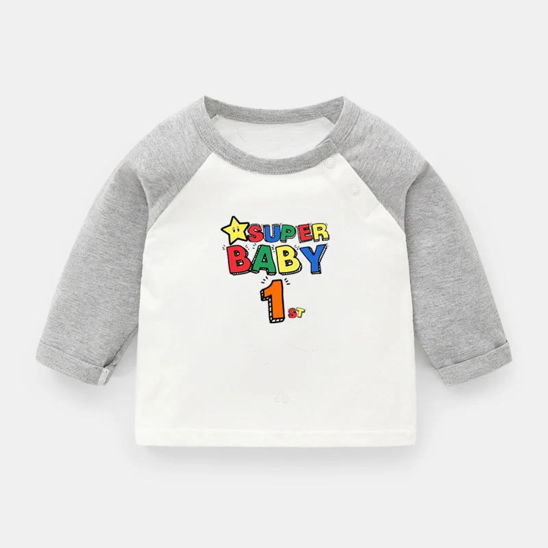 Супер ребенок 1-2 подарок на день рождения мальчики девочки мультфильм печати