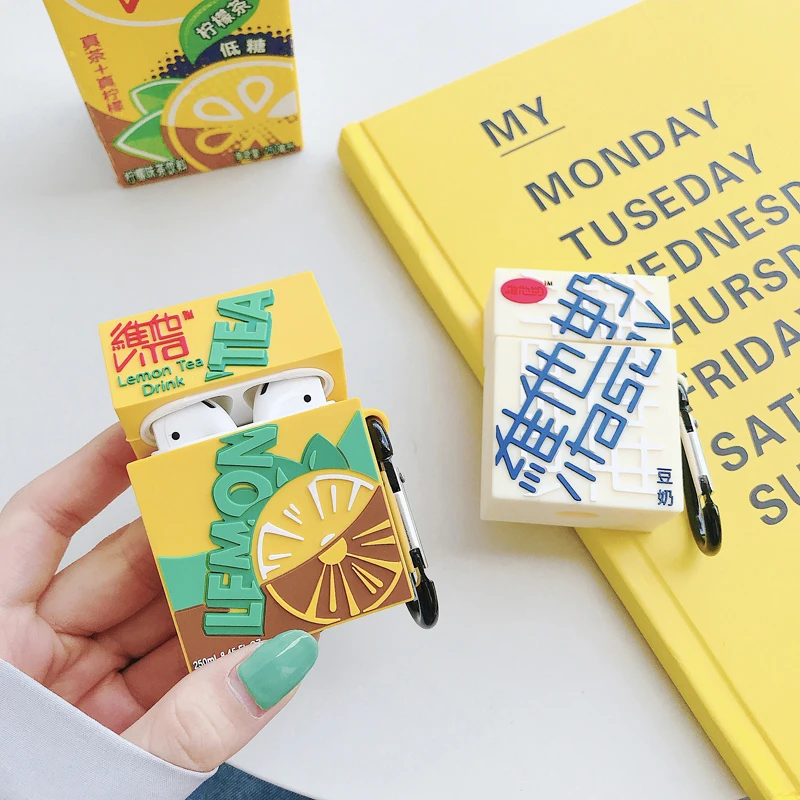 Для Apple Airpods милый мультяшный чехол для наушников с изображением лимонного чая