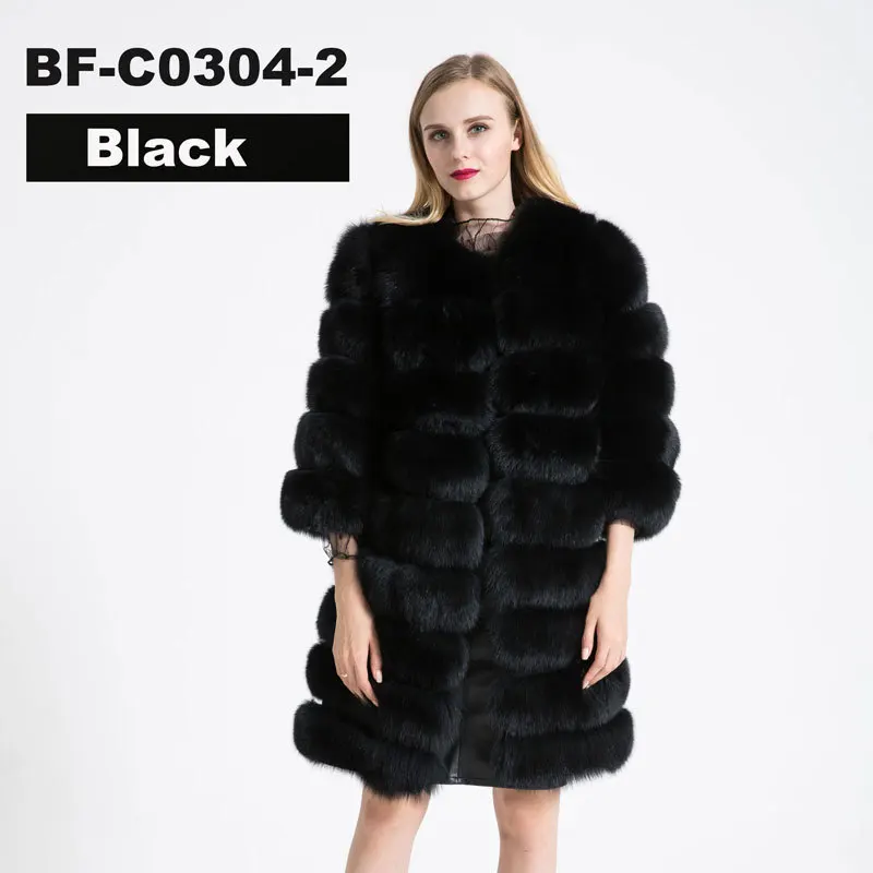 black FURSARCAR отстегивающееся натуральное меховое пальто для женщин, зимнее плотное пальто из лисьего меха с большим меховым воротником, роскошная полоска из натурального меха соболя - Цвет: black