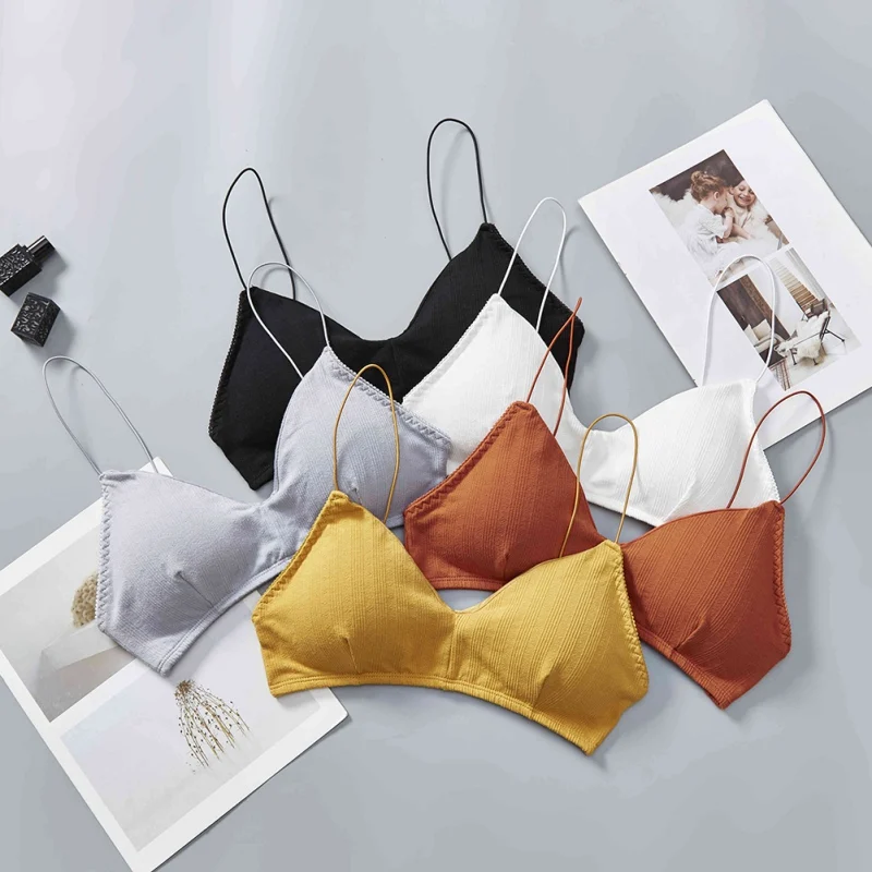 

Женский спортивный бюстгальтер с треугольными чашечками, эластичные бюстгальтеры пуш-ап, нижнее белье, удобный дышащий бюстгальтер без кос...