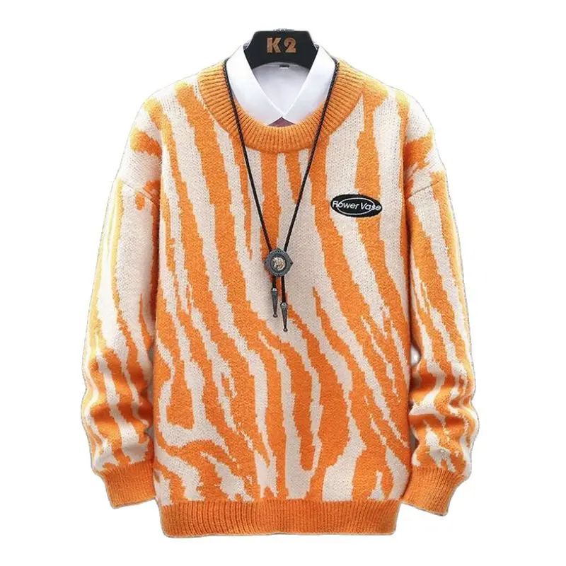 

2021 Men Pullover Sweater Autumn New Fashion Casual Loose Thick O-Neck Wool Knitted Oversize Harajuku Streetwear Knitwear S-3XL