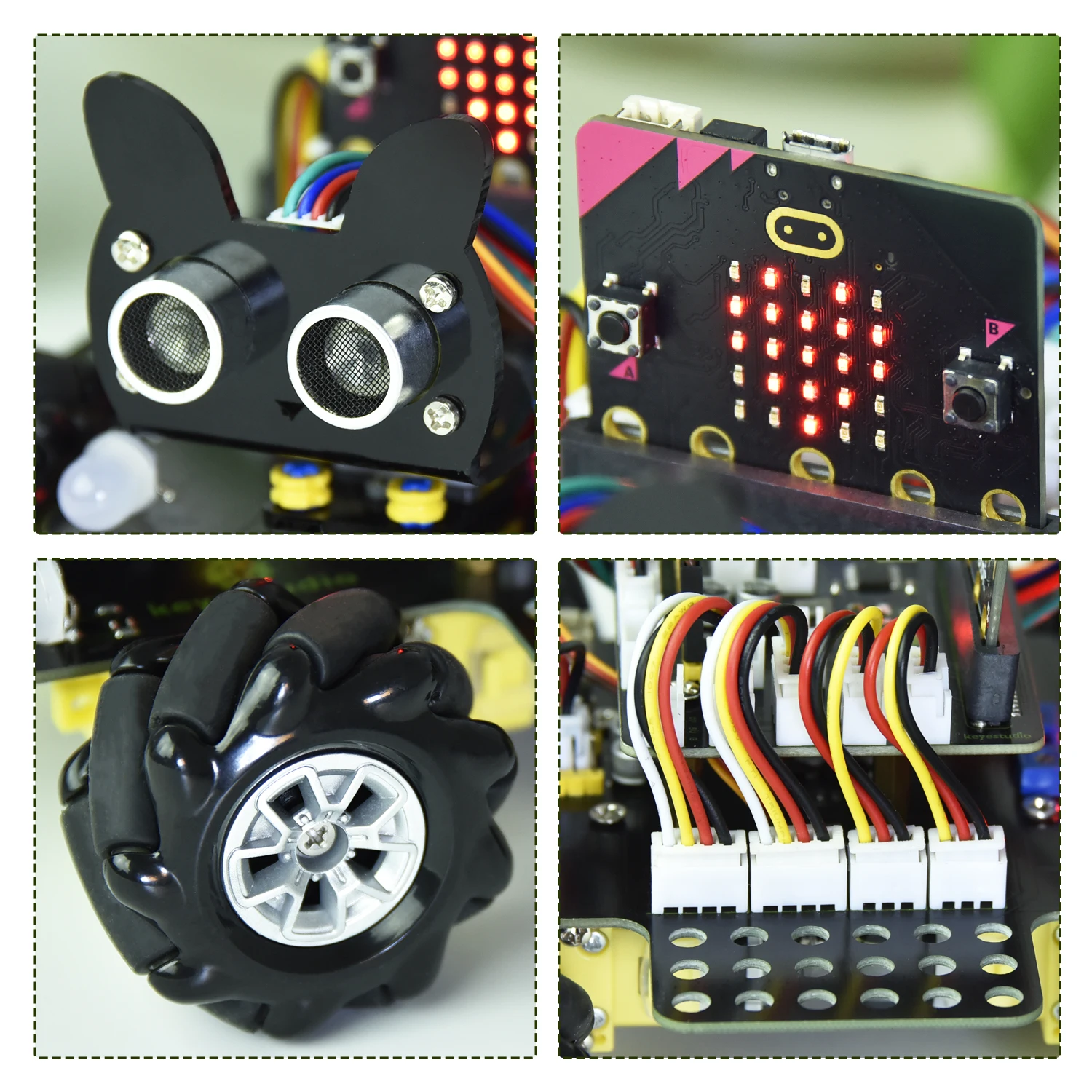 Keyestudio Micro:Bit V2 4WD робот-колесо Mecanum автомобильный комплект для микробит стебель