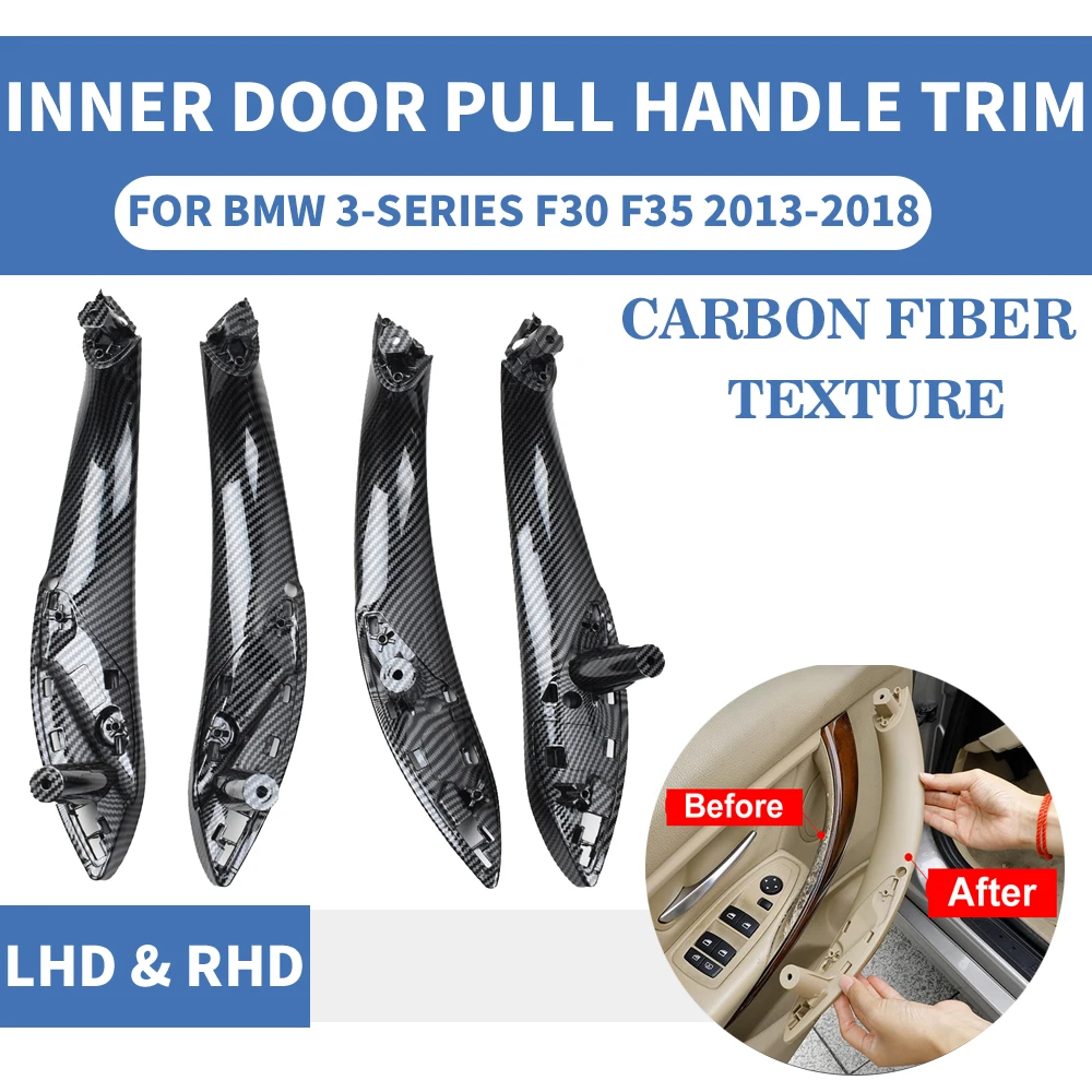 

LHD RHD углеродное волокно 4 шт./компл. передний задний левый/правый Автомобильный интерьер дверной ручки Накладка для BMW F30 F80 F31 F32 F33 F35