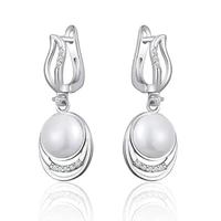 creative design pearl drop earrings cubic zirconia cz geometric hanging dangle earrings women party jewelry fashion gifts