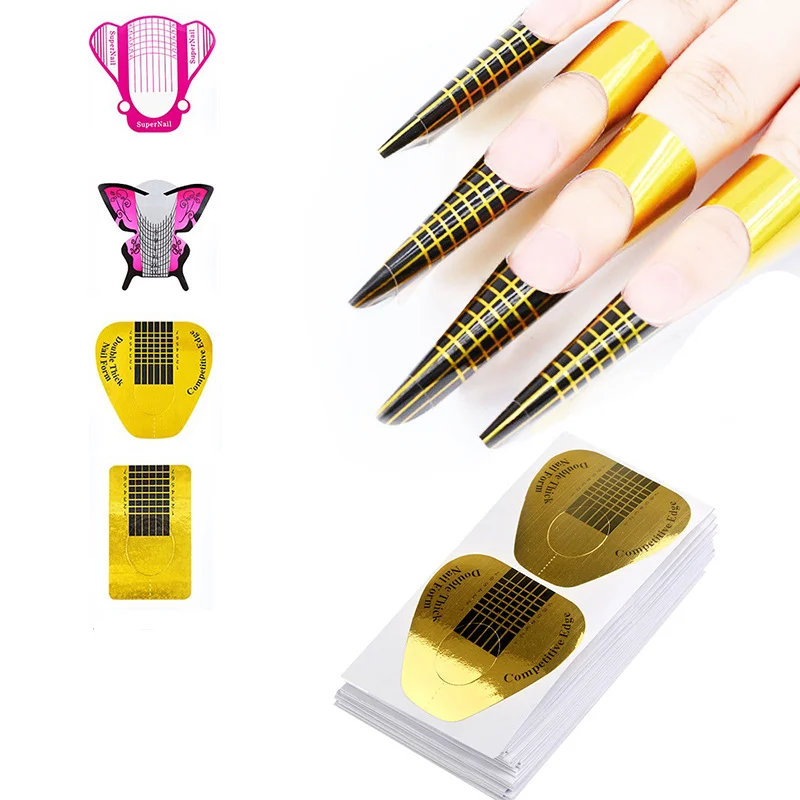 

50Pcs/Lot Nail Art Tools Nail Forms Extension Acrylic Builder Form Guide for Nail Extension Stencil Manicure Tools