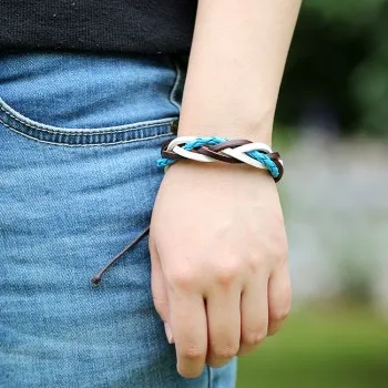 

Multi-layer hand-woven first layer cowhide bracelet couples men and women wild personality Korean fashion retro B01713