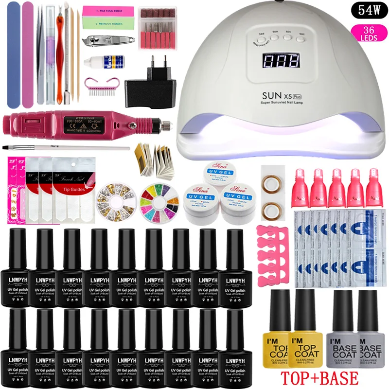 36/48/54 Вт лампа для ногтей 18 Цвета Гель лак Удлинительный УФ гель Наборы манекюра и