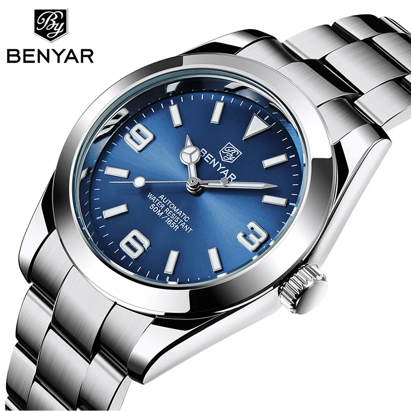 BENYAR brand top watch men's mechanical watch automatic fashion business luminous waterproof steel band men's watch