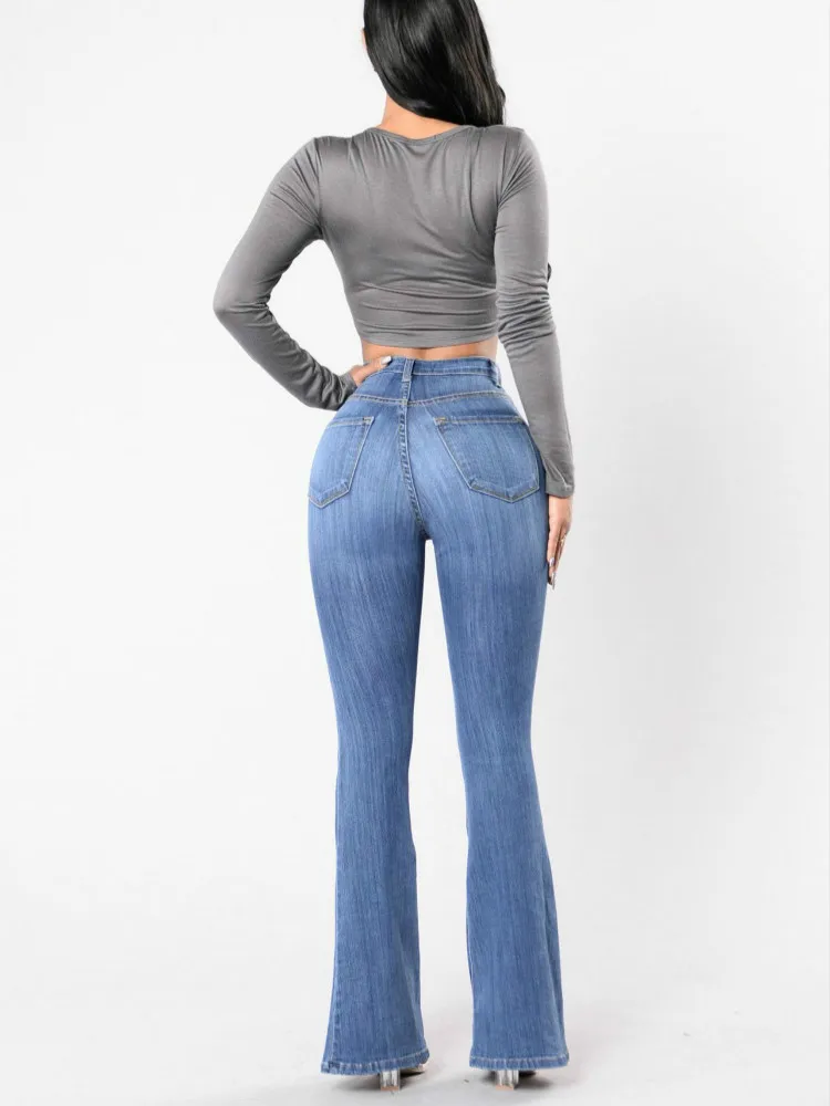 Винтажные шикарные женские расклешенные джинсы 2020 Весна Лето Высокая талия