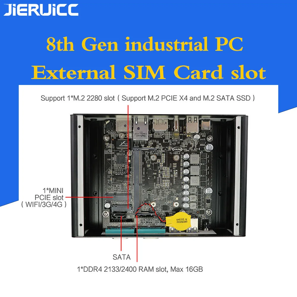 Мини ПК Core i5 8250U 2 * RS485/232 LAN 8 USB HDMI Windows Linux неттоп безвентиляторный промышленный