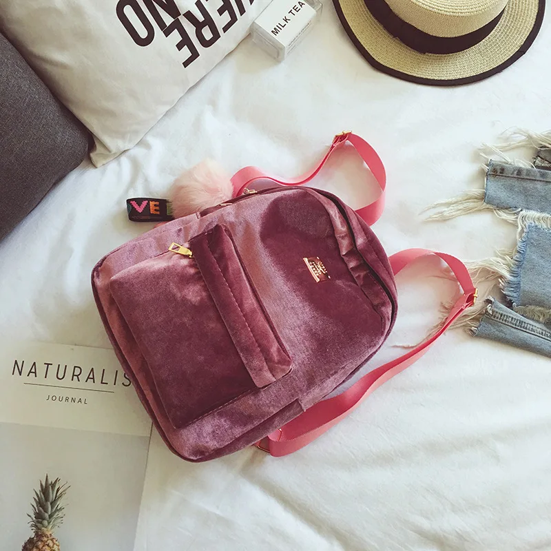 Женский рюкзак RIEZMAN модные мягкие бархатные школьные сумки для девочек