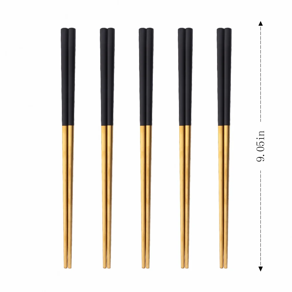 

5Pairs Chopsticks Kitchen Utensils Chinese Japanese Korean Style Reusable Metal Chopstickssushi Sticks Noodles Food Tableware