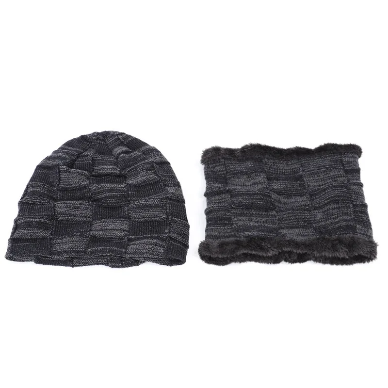 Мужская вязаная теплая шапка Joker однотонная Шапка-шарф одежда из двух предметов