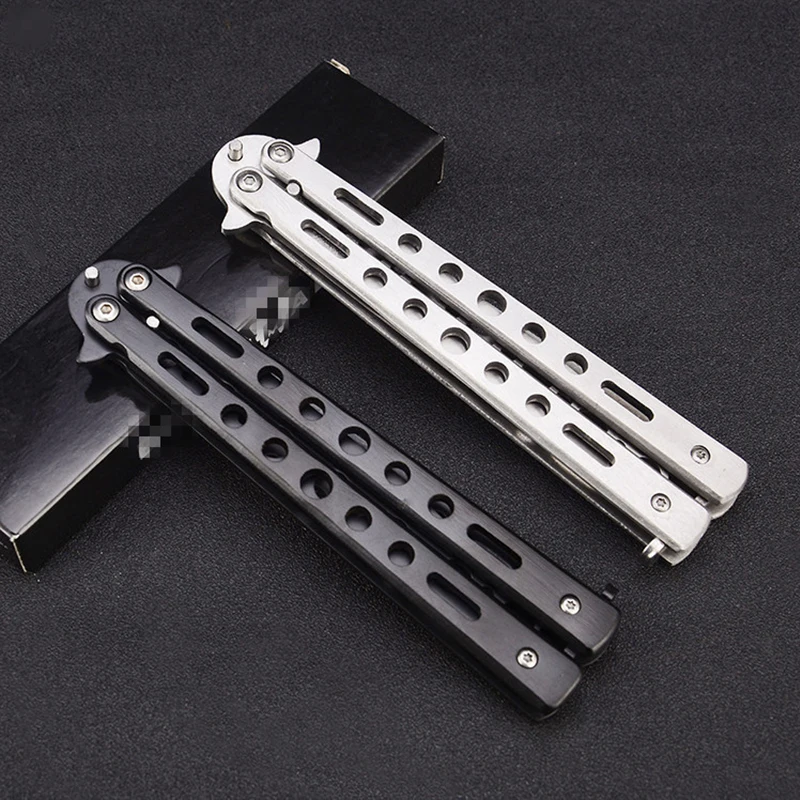 

Newest stainless steel training butterfly knife folding knife butterfly role play knife without edge blunt tool dropshipping