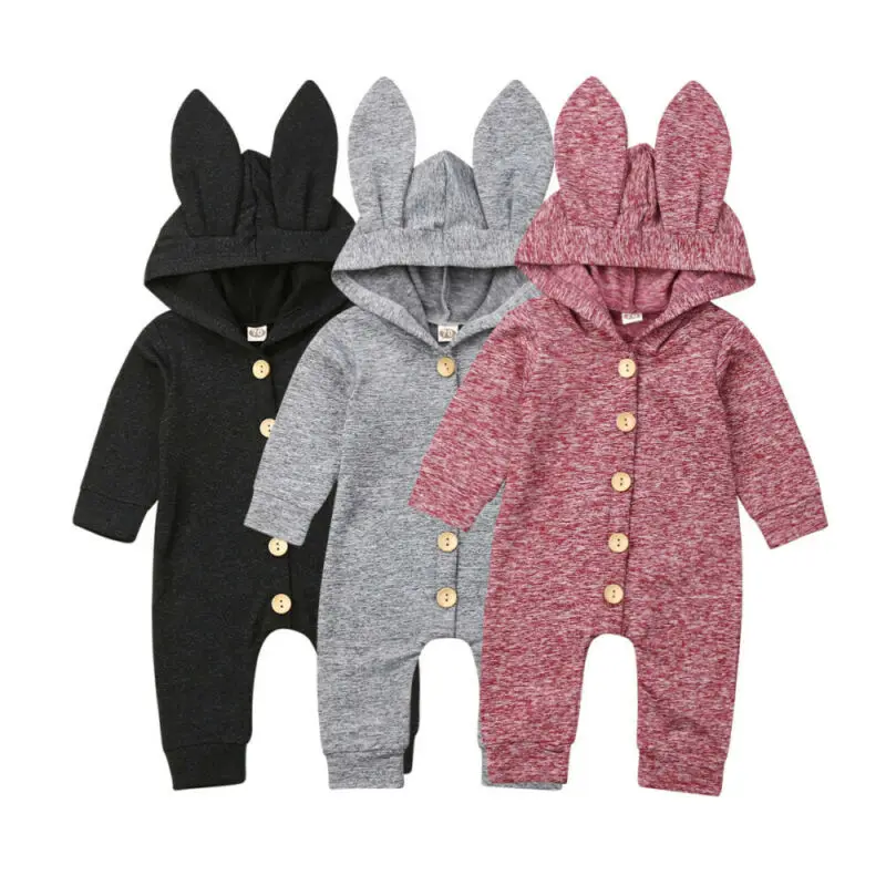 Spring Autumn cotton Baby Boys girls Clothes Cartoon 3D Rabbit Ear Rompers Jumpsuit Newborn Infant Rompers 0-24M