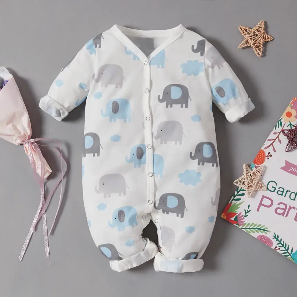 PatPat/хлопковый комбинезон с длинными рукавами и Рисунком Слона для маленьких
