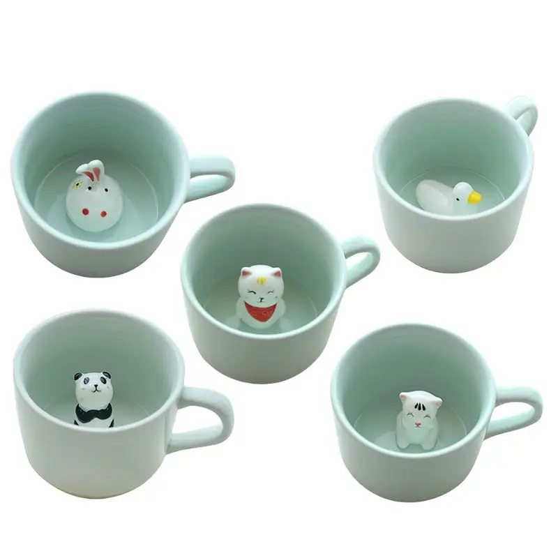 Милая 3d чашка для кофе с животными на дно керамическая молока чайная идеальный