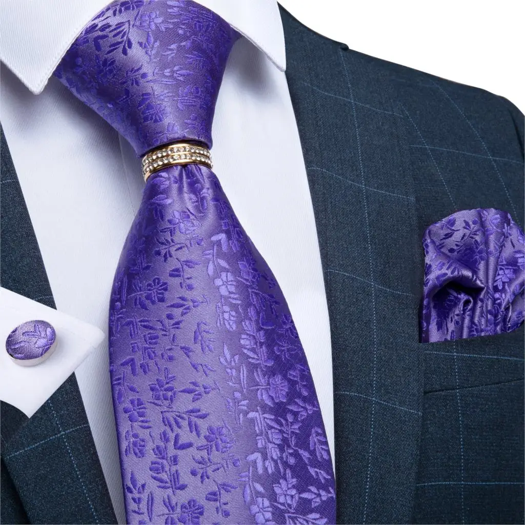 Мужской галстук фиолетового цвета однотонный цветочный свадебный для мужчин