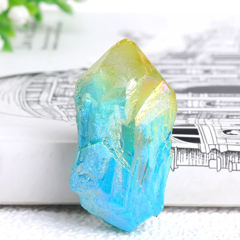 

1PC Natural Crystal Electroplate Colorfull Raw Quartz Cluster Healing Stone Crystal Point Specimen Home Decor Minerales DIY Gift