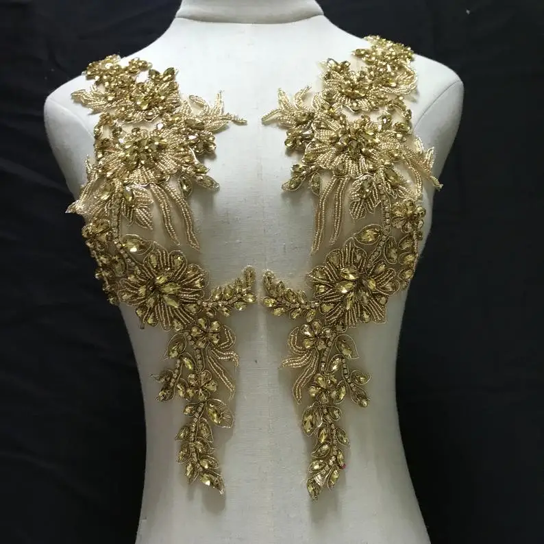 Горный хрусталь Кристалл бисера железа на Свадебная аппликация Пара горный для