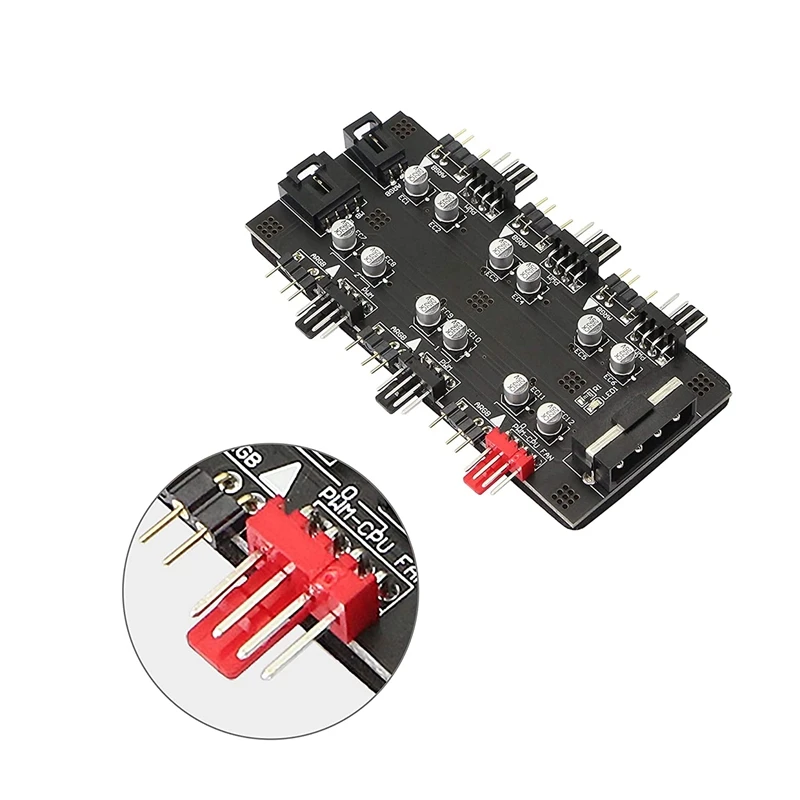 

12V 4Pin PWM/ARGB with IDE 4Pin Power 2-In-1 Hub 6Simultaneous CPU Cooling Fan Used to Expand the Motherboard Interface
