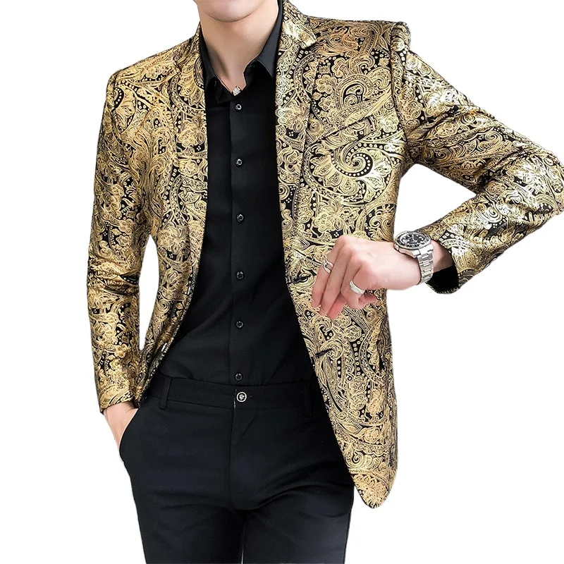 

Spring 2021 new men's leisure suit men's night trend small suit Korean edition bronzing coat men clothing