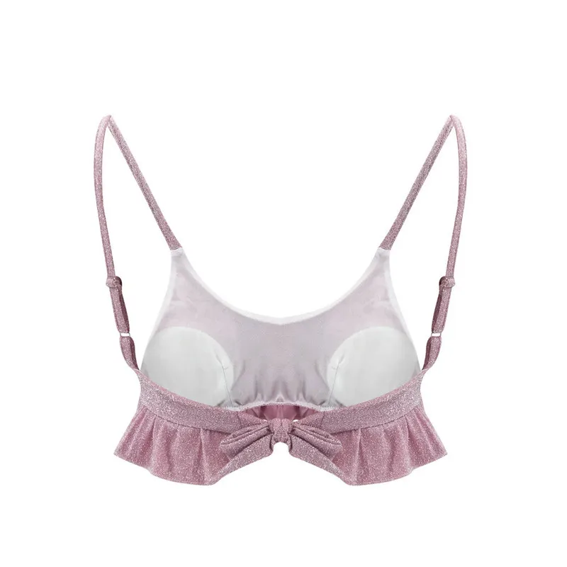 Женский комплект бикини с чашками пуш ап летний Яркий купальник оборками и