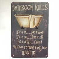 bathroom rules hot tiki bar drink chill vintage metal poster plates cafe pub club home wall decor tin signs retro plate plaque