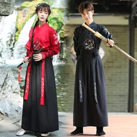 ancient costume mens hanfu chinese traditional martial arts retro style long sleeved robe long skirt draw back tassel streamer