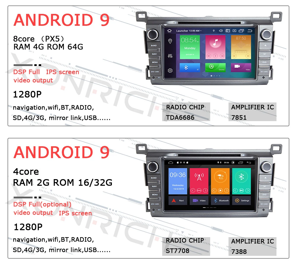 DSP ips, 4 ГБ, 64 ГБ, 2 Din Android 9 Автомобильный мультимедийный dvd-плеер gps для Toyota RAV4 для Toyota Previa Rav 4 2013 2018car Радио стерео
