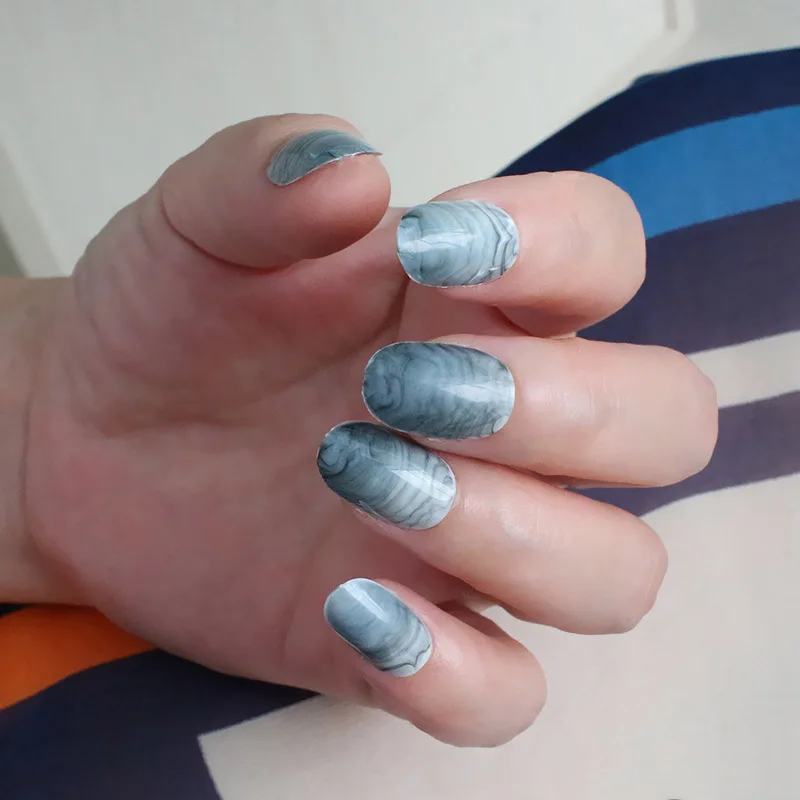 24Pcs/Set Fake Nail Tips Marble Lines Oval Type Manicure Decor YUF99 | Красота и здоровье