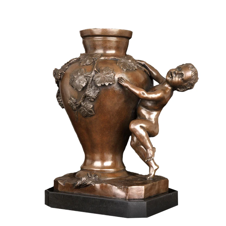 Bronze casting home decoration lady with vase statue sculpture for sale