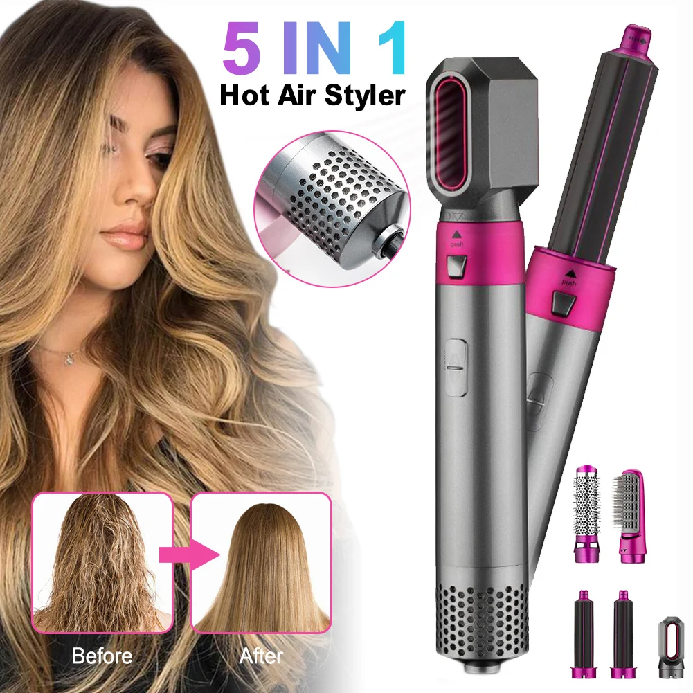 

Electric Hair Dryer Blow Dryer Hair Curling Iron Rotating Brush Hairdryer Hairstyling Tools Professional 5 In 1 hot-air brush