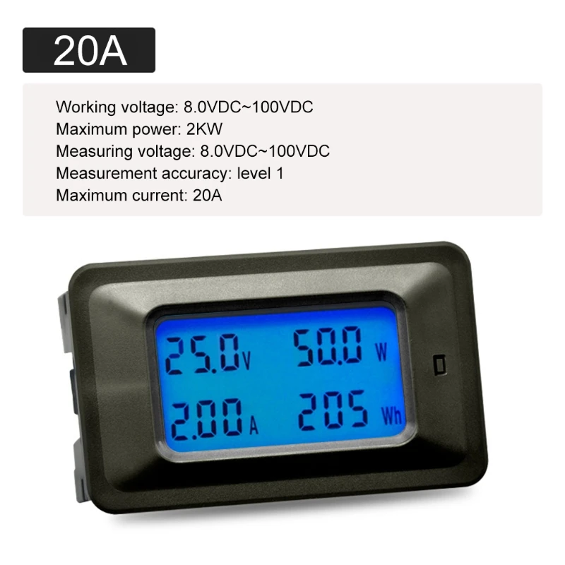 20A/50A/100A LCD 4 в 1 DC напряжение тока измеритель мощности Вольтметр Амперметр Датчик