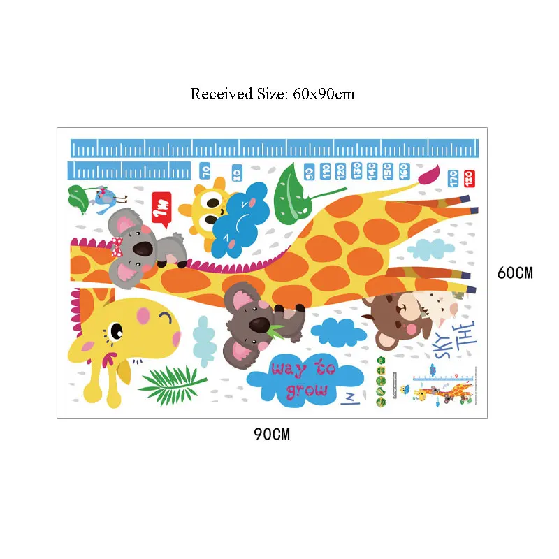 Жираф в облака солнце мультфильм наклейки на стену высота правителя измерения