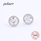 Женские серьги-гвоздики из серебра 925 пробы с цирконом