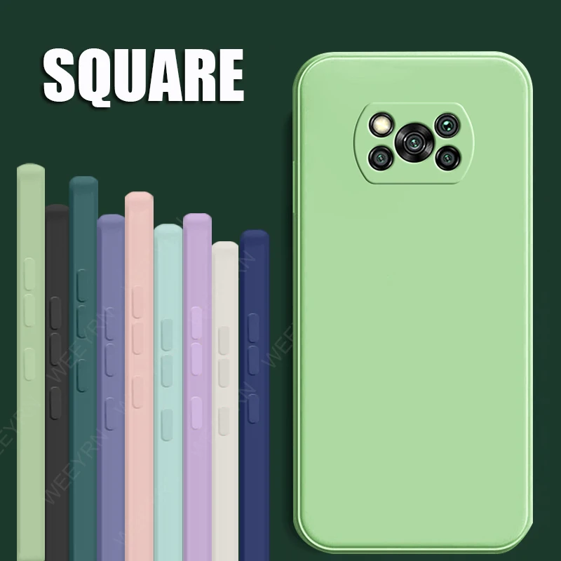 poco x3 m3 f3 pro x3 nfc phone case square liquid silicone soft camera lens protection cover for xiaomi poco x3 m3 f3 pro 5g x3 free global shipping
