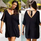 Женский купальник с v-образным вырезом Hirigin, черный пляжный купальник большого размера