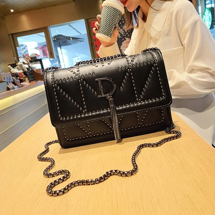 Черная Модная брендовая дизайнерская женская сумка через плечо из