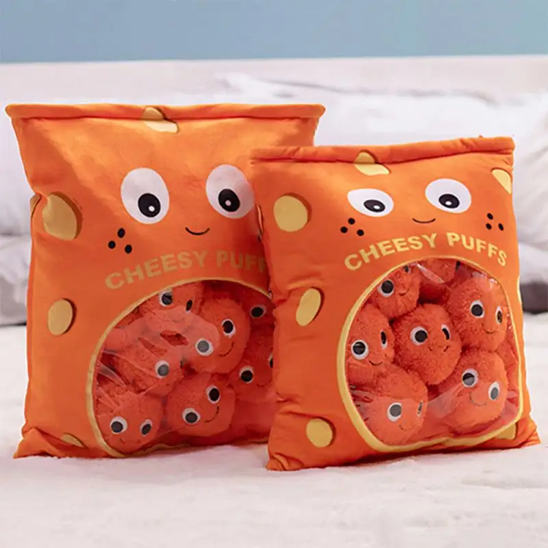 

6pcs 9pcs A Bag Of Cheesy Puffs Toy Stuffed Soft Snack Pillow Plush Puff Toy 3 Peas In A Pod Plush Toy Child Kids Christmas Gift