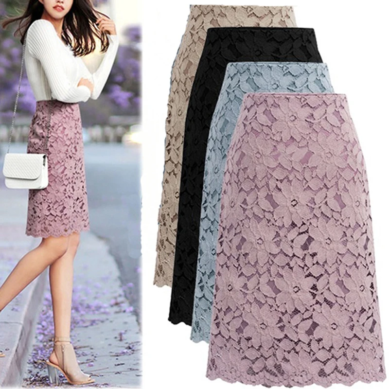 

2022 Half Length Skirt Women's Summer Large Size Show Thin Lace Is Very Fairy French Minority A-line Skirt Medium Length Wrap